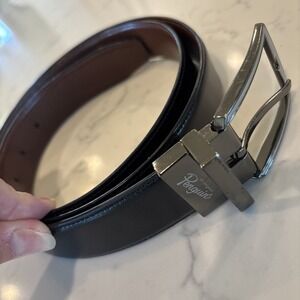 Penguin Genuine Leather Belt Black Men's Size 40 Silver/Bronze Buckle‎